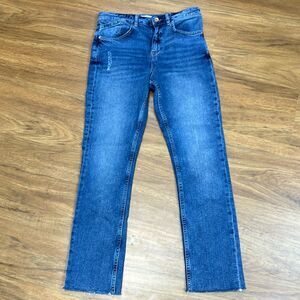 Zara Blue High Rise Slim Flared Jeans Sz 4